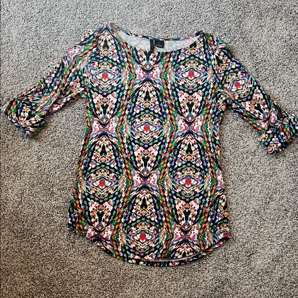 New Directions Multicolor Patterned Blouse